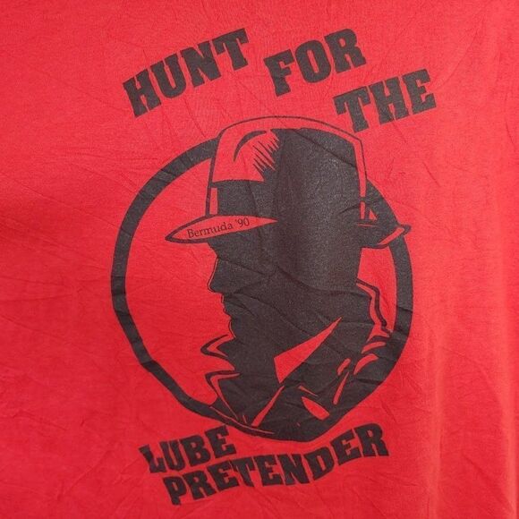 Hunt For The Lube Pretender T Shirt Vintage 90s Bermuda Made In USA Mens 2XL - Picture 2 of 6